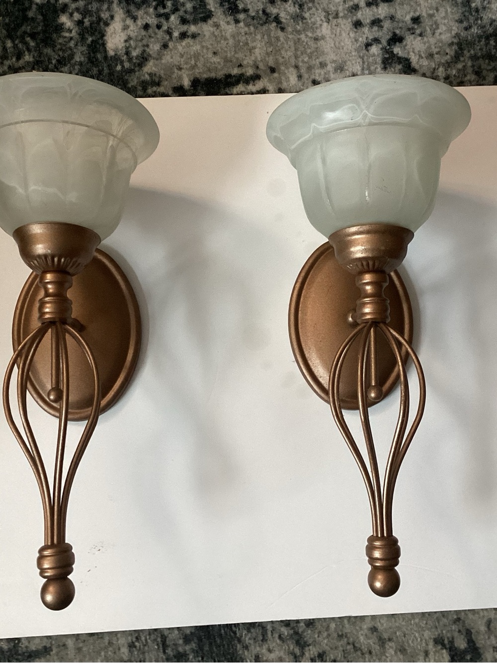 Vintage Bronze Wall Candle Sconces with Frosted White Glass Shades